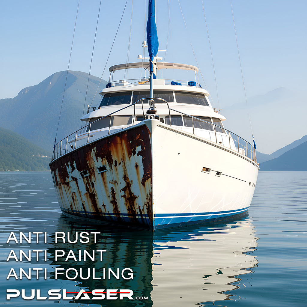 pulslaser remove rust paint fouling boat